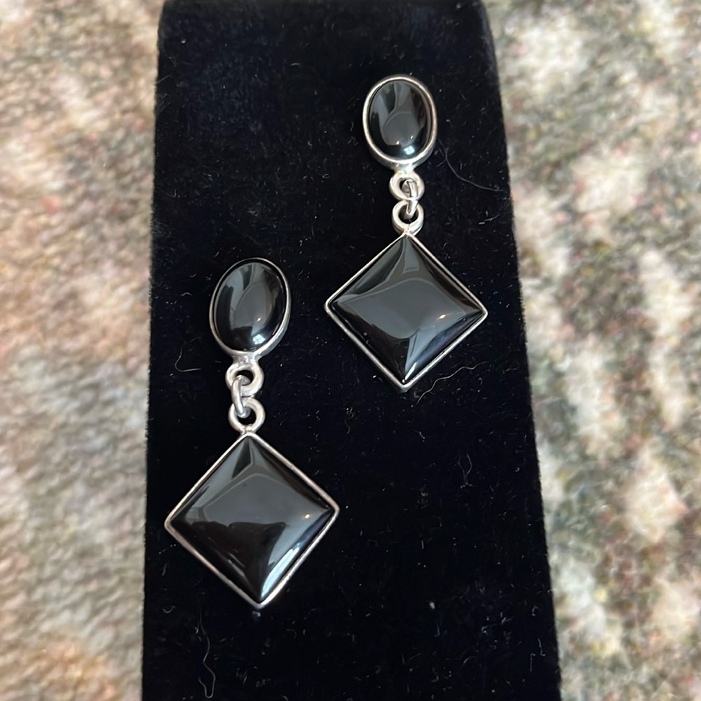 Sterling Silver & Black Onyx Dangle Earrings